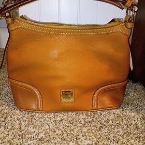 Dooney & Bourke Pebble Leather Hobo Bag in Saddle Brown